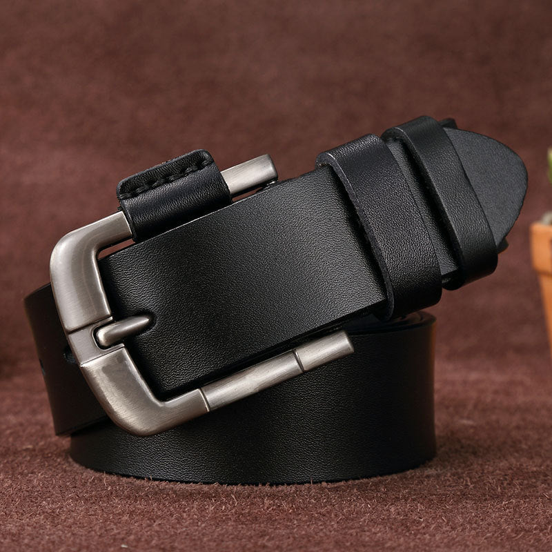 Wholesale Genuine leather belt men' s pin buckle youth retro casual jeans